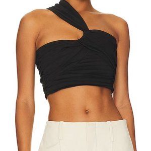 Linen-Blend One-Shoulder Apollo Crop Top